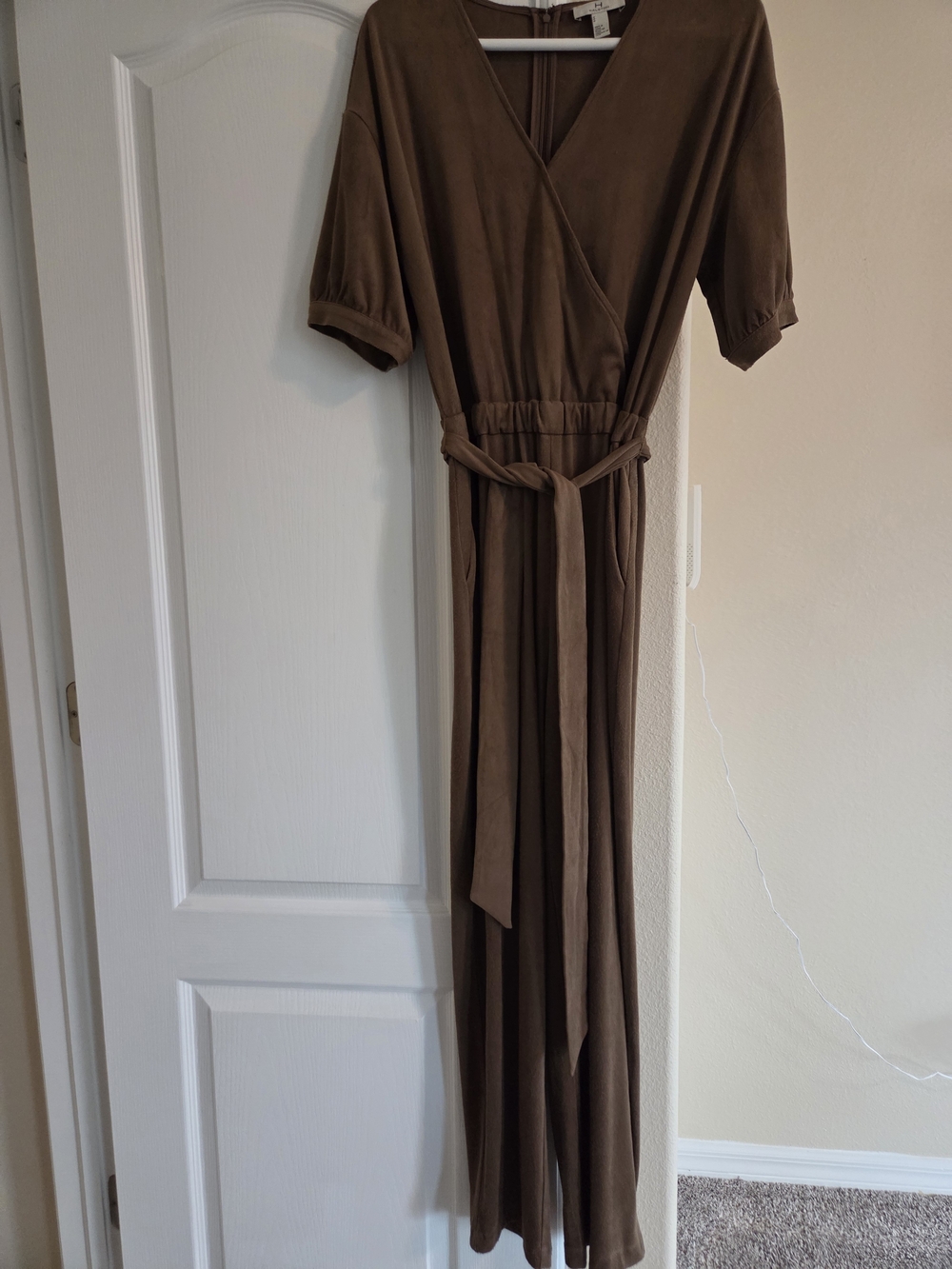 Halston Heritage Brown Jumpsuit Maxi with Tie Waist